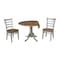 International Concepts Round 42 in Dual Drop Leaf Table, 2 Emily Side Chairs, Hickory/Stone, 42 W, 42 L, 29.5 in H, Wood K41-42DP-C617P - alternate 4